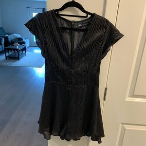 Zara satin open back polka dot romper